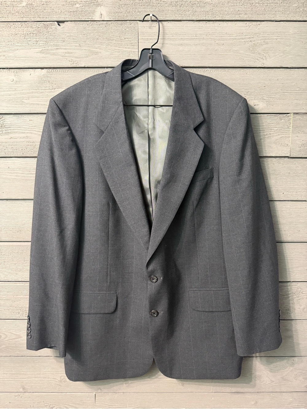 Oscar De La Renta Men’s Blue Grey Light Pinstripe Sports Coat Blazer Jacket 44L